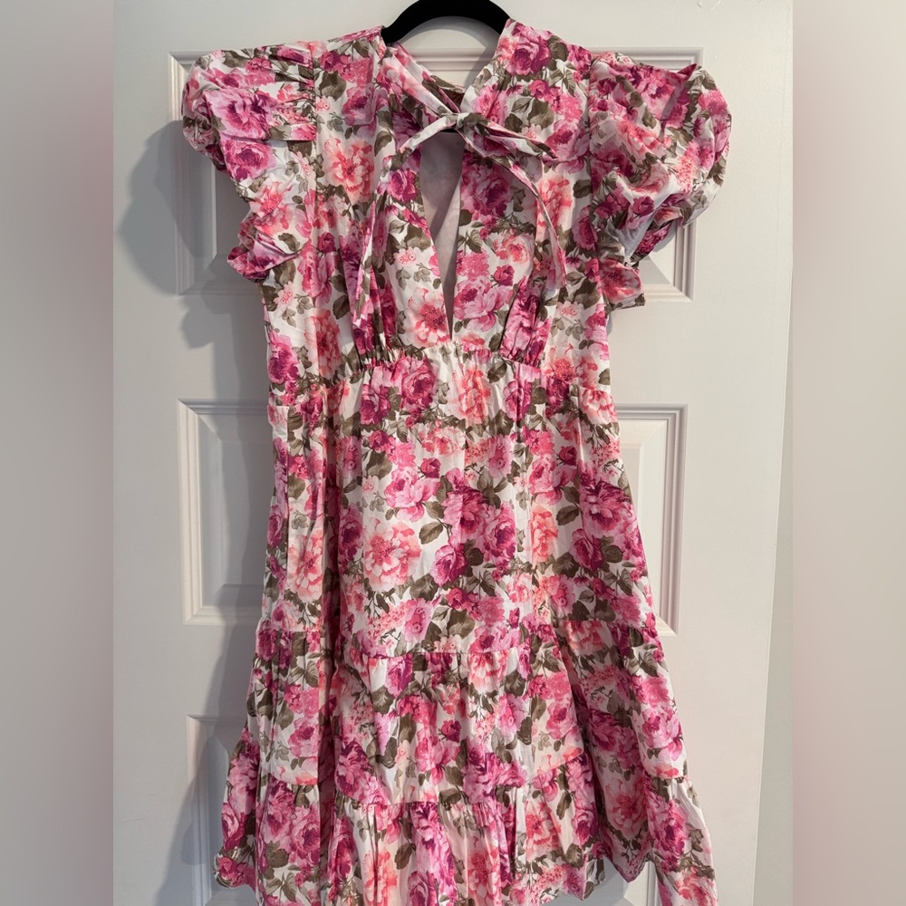 Floral Pink Puff Sleeve Dress